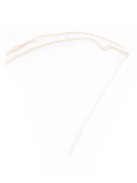 White Linen/Khaki Trim Linen Pocket Circle